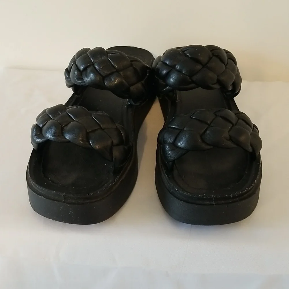 black braided platform sandals - Picture 2 of 7